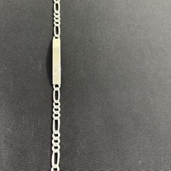 .925 Sterling Silver Figaro ID Bracelet 7.5” – Clean