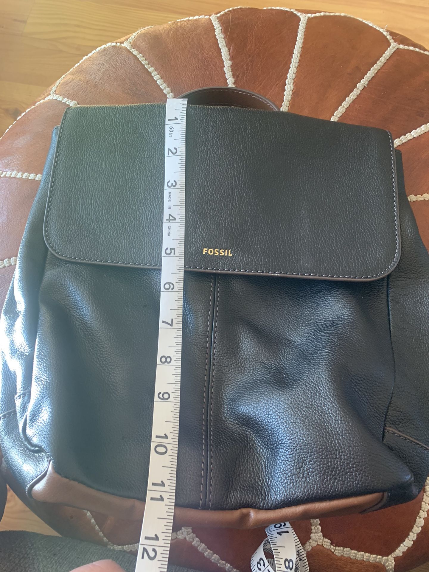 Fossil Black/Brown Pebble Leather Backpack