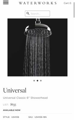 Waterworks Universal Classic 6in Burnished Nickel Shower Head Rain USH106
