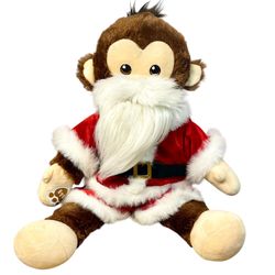 Build-A-Bear Curious Monkey In BAB Santa Outfit &  beard