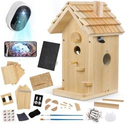Smart DIY Birdhouse Kit with AI Identify Camera (HD Auto Capture) for Outside with Solar Powered