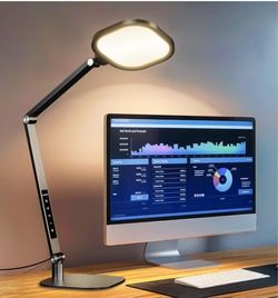 LED Desk Lamp for Home Office
15W Computer Zoom Lighting with CRI >95 Memory & Timer Function
1200LM Dimmable Desktop Ring Light 
for Video Calls