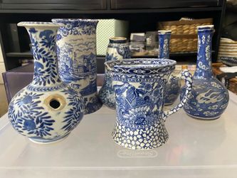 Lot of antique Blue & White Porcelain Vases