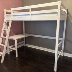 Twin bunkbed desk combo. Including one year-old mattress in perfect condition, Bunky board in perfect condition and mattress cover.