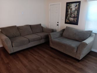 Taupe Microfiber Sofa and Oversized Chair Set