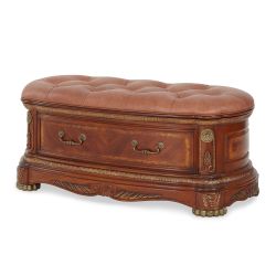 Cortina Honey Walnut Leather Bedside Bench