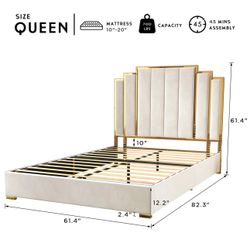 Wayfair Queen Bed frame Cream And Gold 