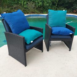 Outdoor Patio Wicker Chair Club Chairs Armchair Set Sunbrella Solarium Lounge Chair