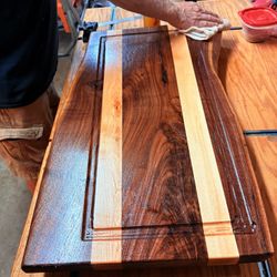 17x30 custom cutting board made with crotch walnut & hard maple 