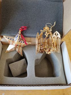 Complete Set of 12 Danbury Mint 23k Gold Plated Ornaments with Box