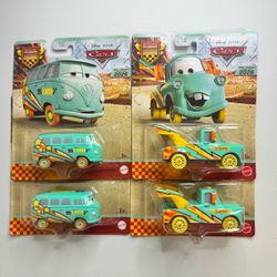 Disney Pixar Cars Race to Celebrate Tow Mater and Fillmore Lot of 4