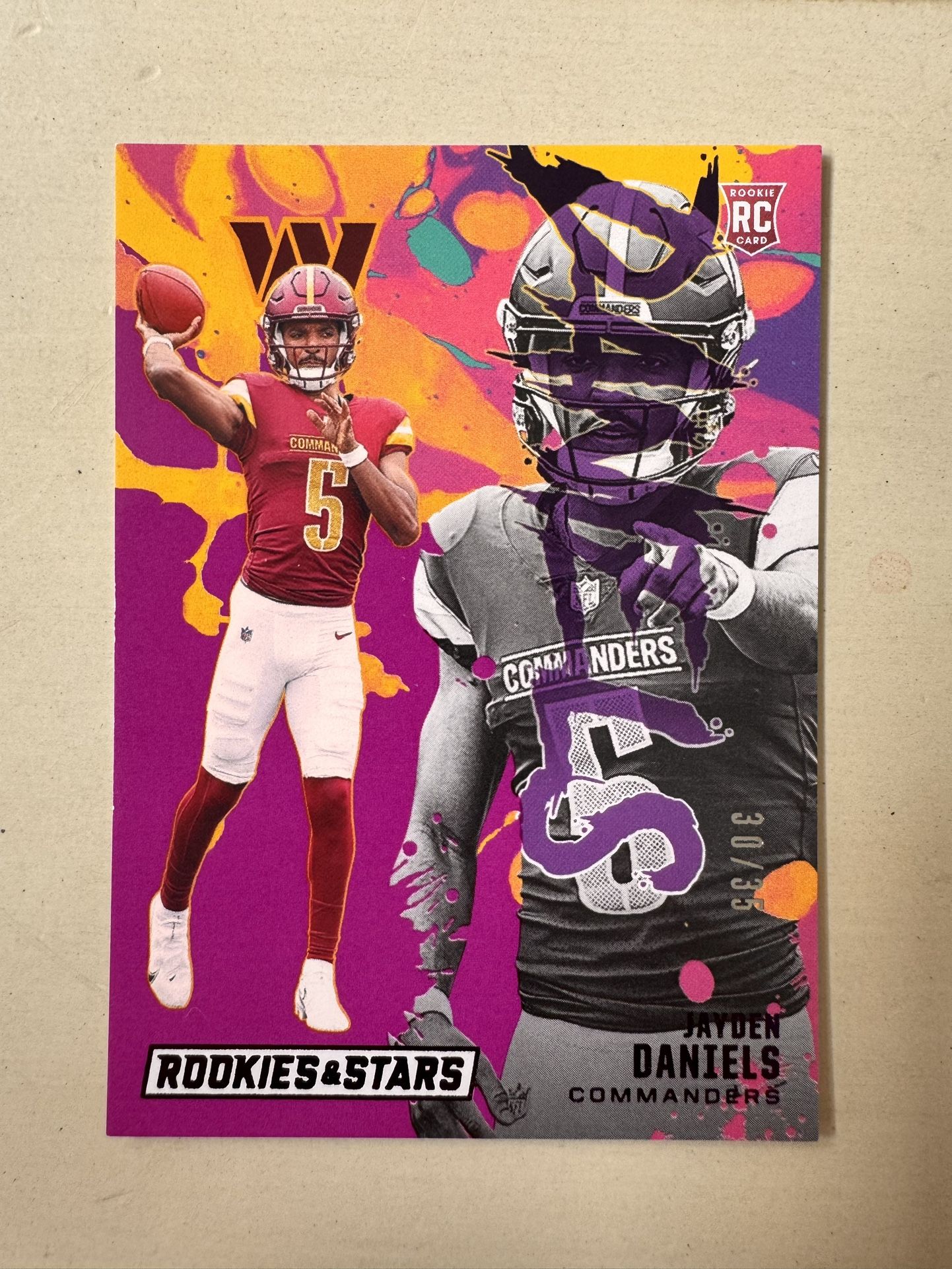 2024 Rookies and Stars Jayden Daniels Exclusives-Purple /35 Commanders