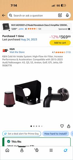 K&N cold air intake for VW GTI MK7 and some Audis