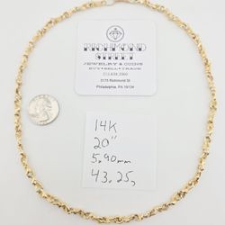 14k gold 20" nugget link chain