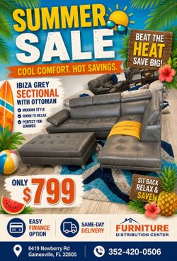 IBIZA GRAY LEATHER SECTIONAL ONLY $799!!