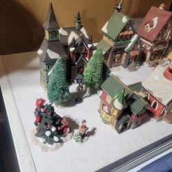 Vintage Christmas Ceramic Houses And Accessories 