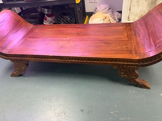 19th-Century Style Carved Mahogany Hall / Window Bench – Regency / Empire Influence