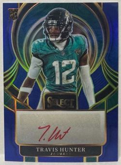 Travis Hunter • 2025 Panini Select • Select Signatures Blue Prizm • #77/99