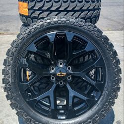 22” Chevy Silverado GMC Sierra Replica Wheels & Tires Off-Road Tahoe Yukon Escalade Suburban Rines Y