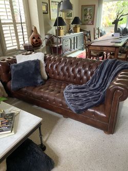 Beautiful Real Leather Chesterfield Couch. 6 Feet Long By 33 Inches Wide.