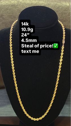14k Rope Chain 10.9g 24” 4.5mm $1050