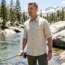 33,000ft Men Long Sleeve Hiking Fishing Shirt UPF 50+ Sun Protection Gorpcore L