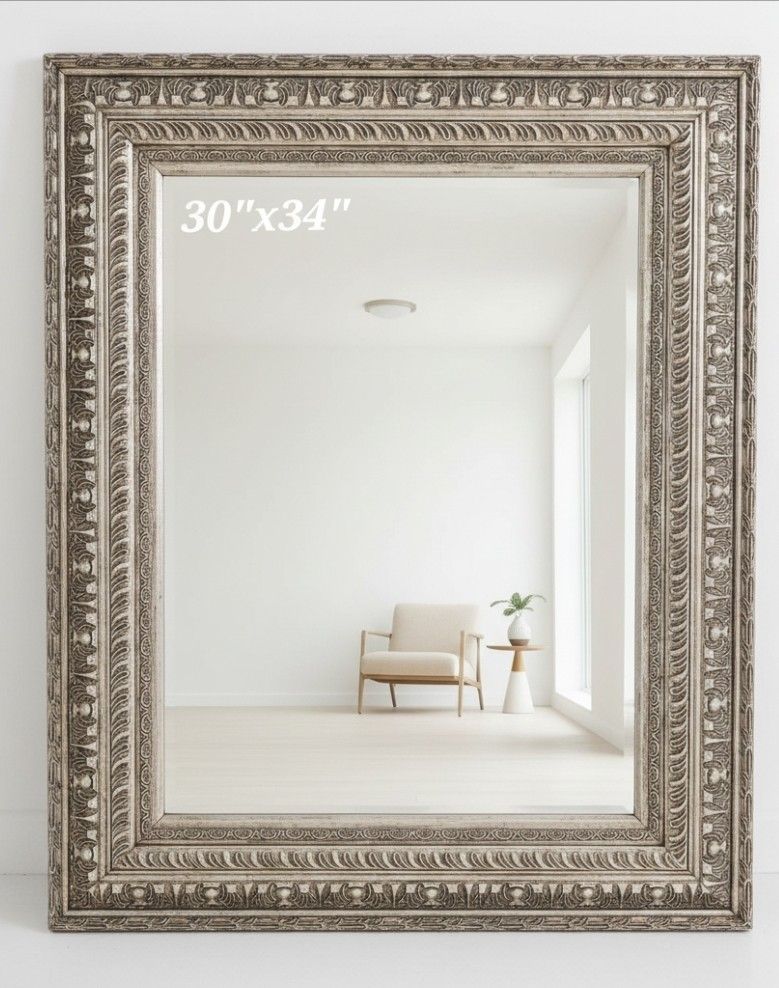 Can Deliver 10 yrs old silver Ornate Framed Mirror 30" Γ 34