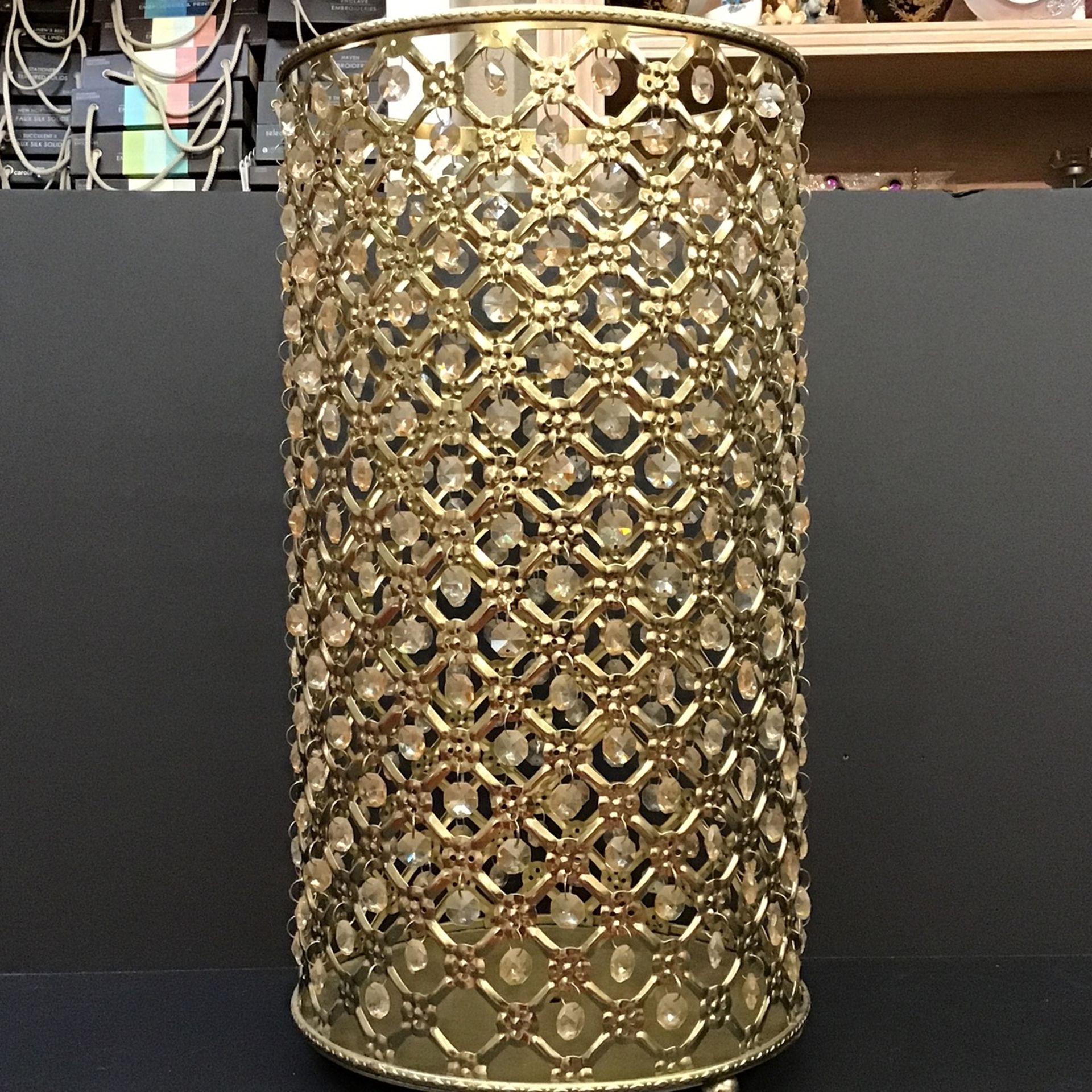 Crystal Prisms Gold Trash Can