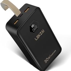 Lekzai PD 30W Portable Charger with USB C Output, 30000mAh Power Bank, Phone Battery Charger for iPhone, Android, iPad, Steam Deck