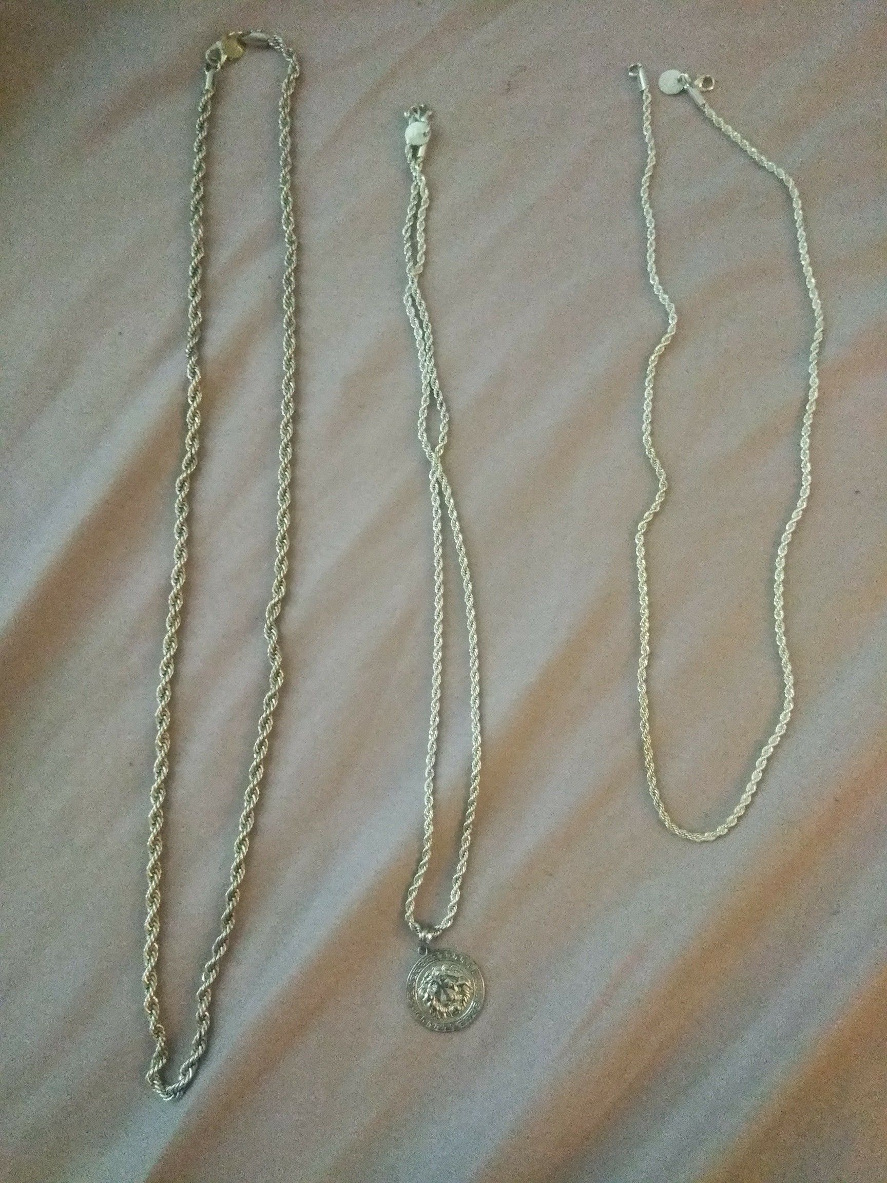 3 925 Silver Necklaces & Lion Head Pendant