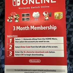 Nintendo Switch Online 3 Months Membership 