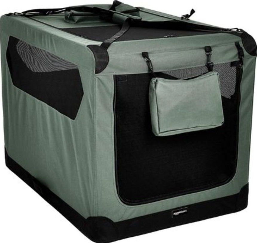 Pet Dog Kennel Crate Carrier Folding, 42x31x31 Grey, NEW