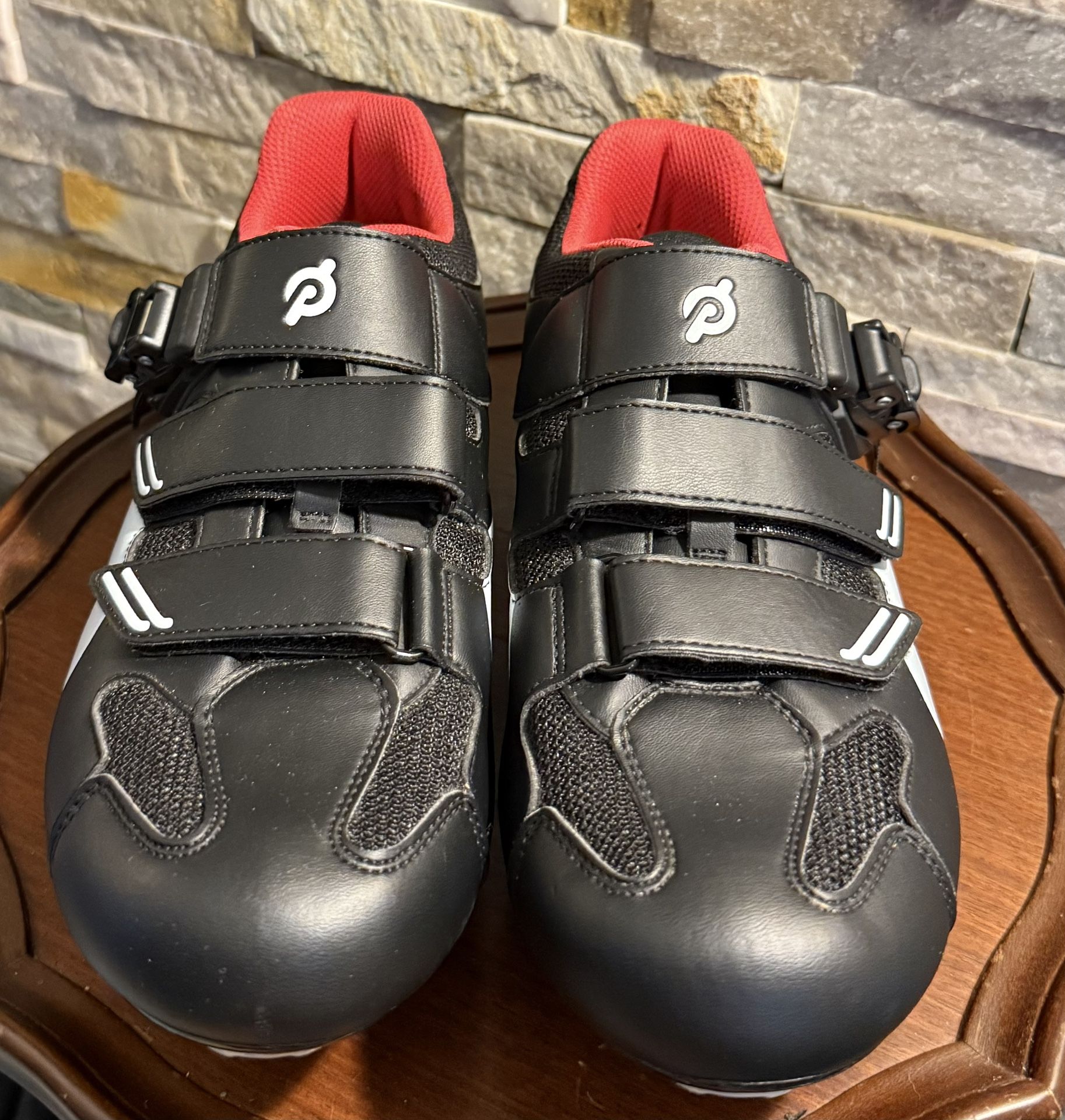 Unisex Peloton Sz Eur 43 Bike Spin Cycling Shoes Delta Clip Straps Black Red EUR
