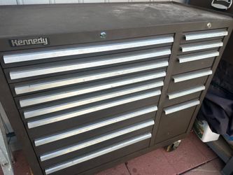 KENNEDY  ball bearing Rolling Tool Cabinet: Brown / Brown Drawer, 39 3/8 in W x 18 in D x 39 in H, 15 Drawers