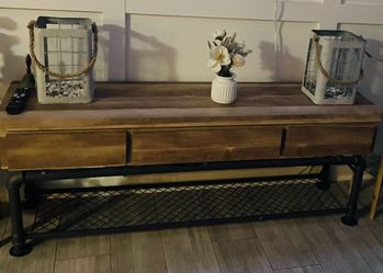 Metal And Wood Style Bench