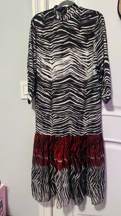 Zara Zebra Print Mock Neck Long Sleeve Dress — Size S
