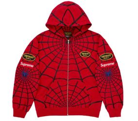 BRAND NEW SUPREME VANSON LEATHER SPIDER-MAN ZIP UP HOODED SWEATSHIRT RED SIZE XXL $600