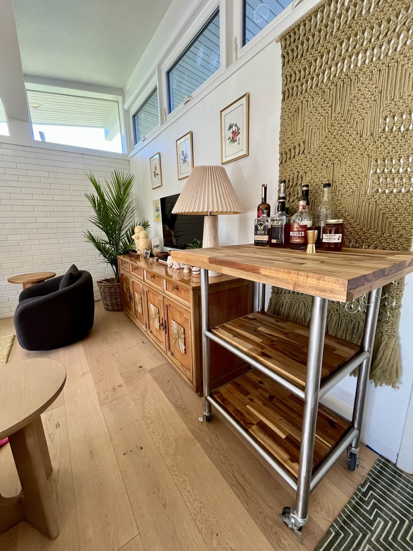 Kitchen Island Rustic Modern Shelf Table Utility Cart