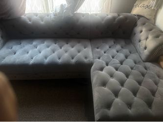 Grey Tufted sectional couch  normal medium size