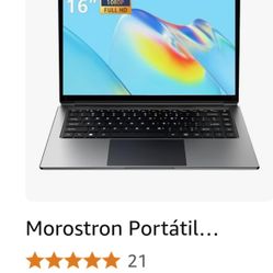 Morostron 16 Inch Laptop Notebook 8GB DDR 64GB SSD Portable Expandable to 1TB Pentium Quad Core CPU up to 2.6GHz 9000mAh Mini HDMI Interface USB3.0 In