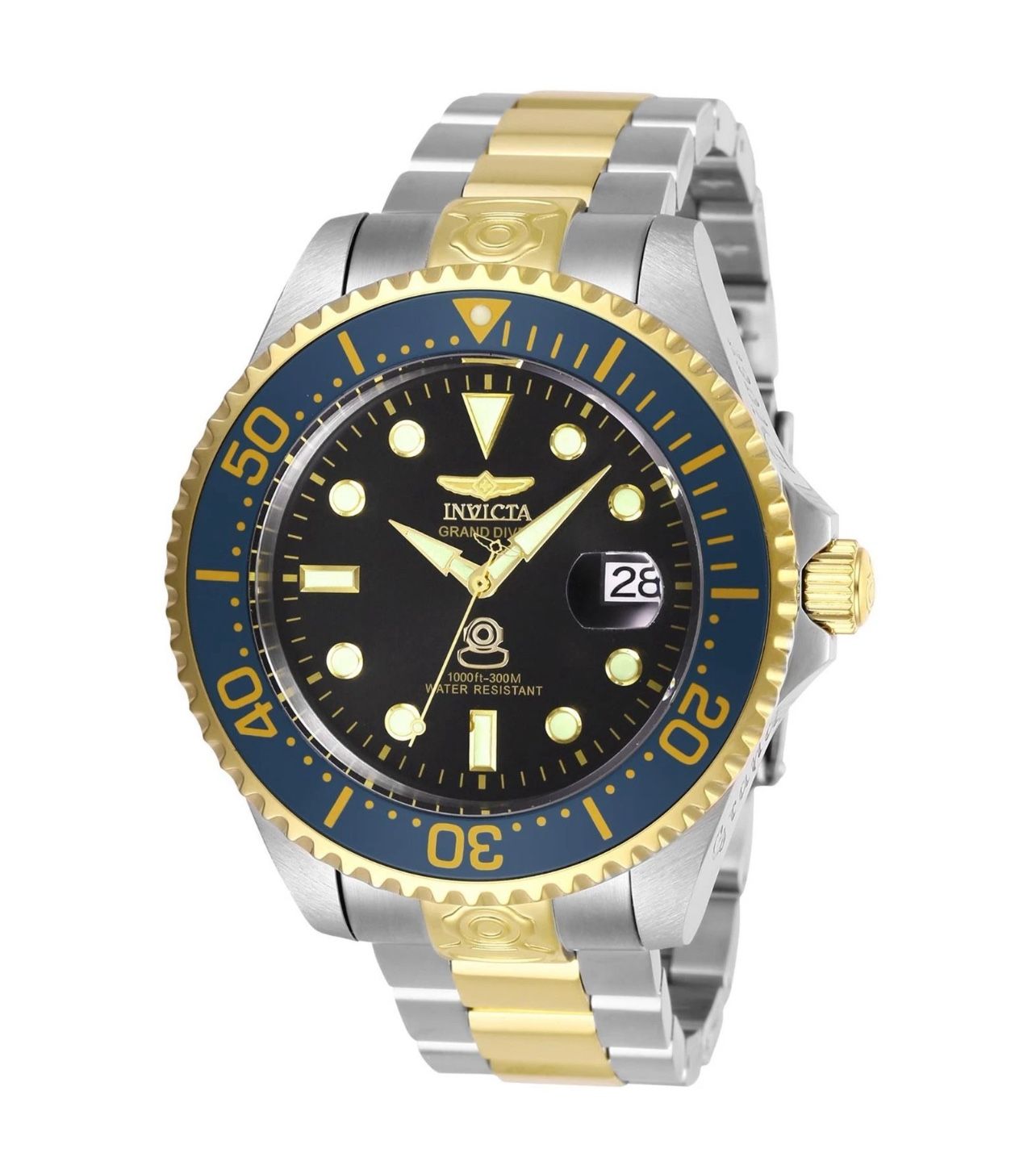 Invicta Men's 47mm GRAND DIVER Automatic Black DIAL Gold Two Tone Watch 28684