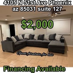 Gray Sectional Couch With Pillow Brand New