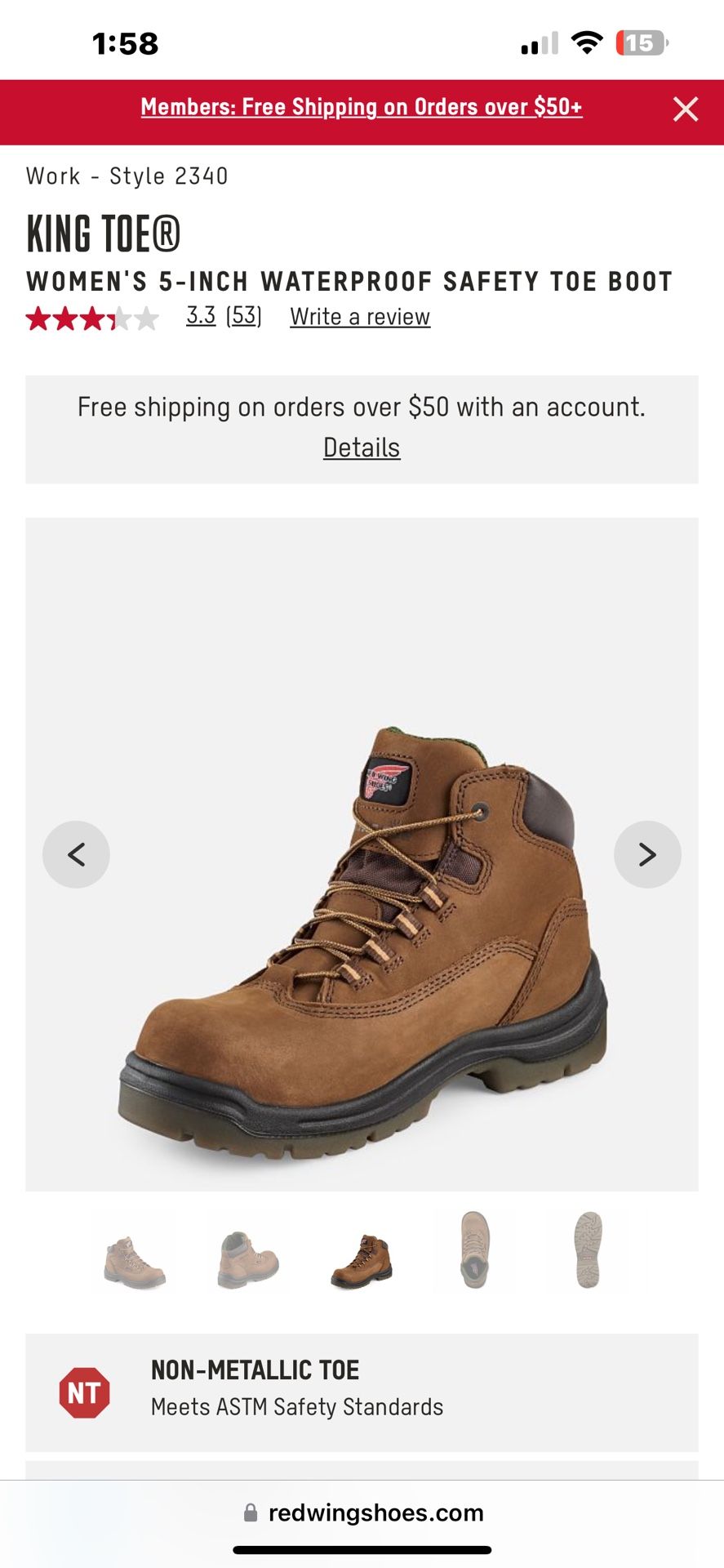 Women 6.5 Workboots