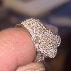 Size 6, ring with live made, Diamond cuts, .999 sterling silver