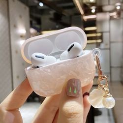💕 Luxury Girls White Pink Pearl Shell Case Cover for Apple Airpods Pro 3d gen 🎁 Gift 🎁