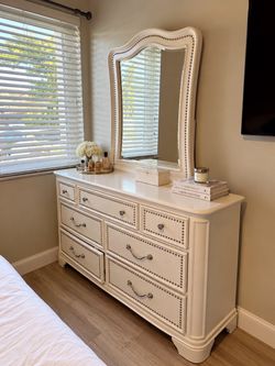 Dresser, mirror and nightstand