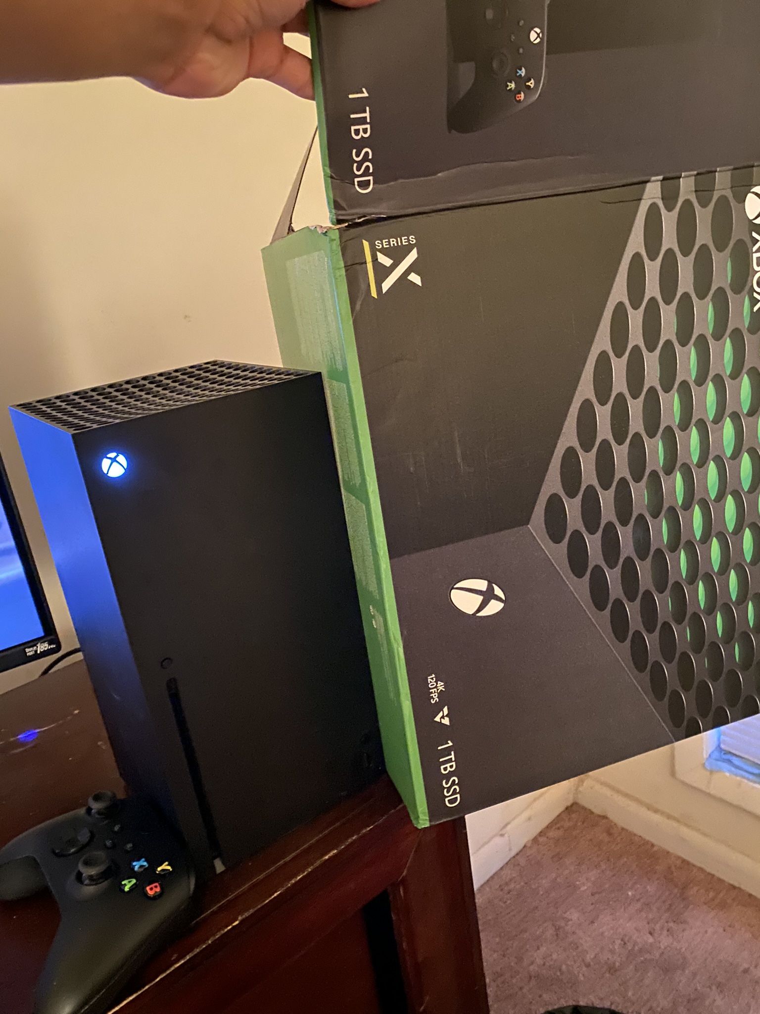 XBOX SERIES X WITH MONITER AND TURTLE BEACH HEADSET!!