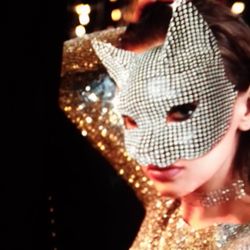 Halloween Rhinestone Face Cat Mask 🎃 new 