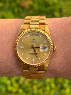 1993 Rolex Day-Date 36mm 18238 Factory Champagne Diamond dial Double Quickset Unpolished Full Set Box Papers Accessories