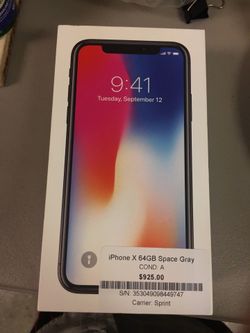 iPhone X 64 GB Space Gray sprint